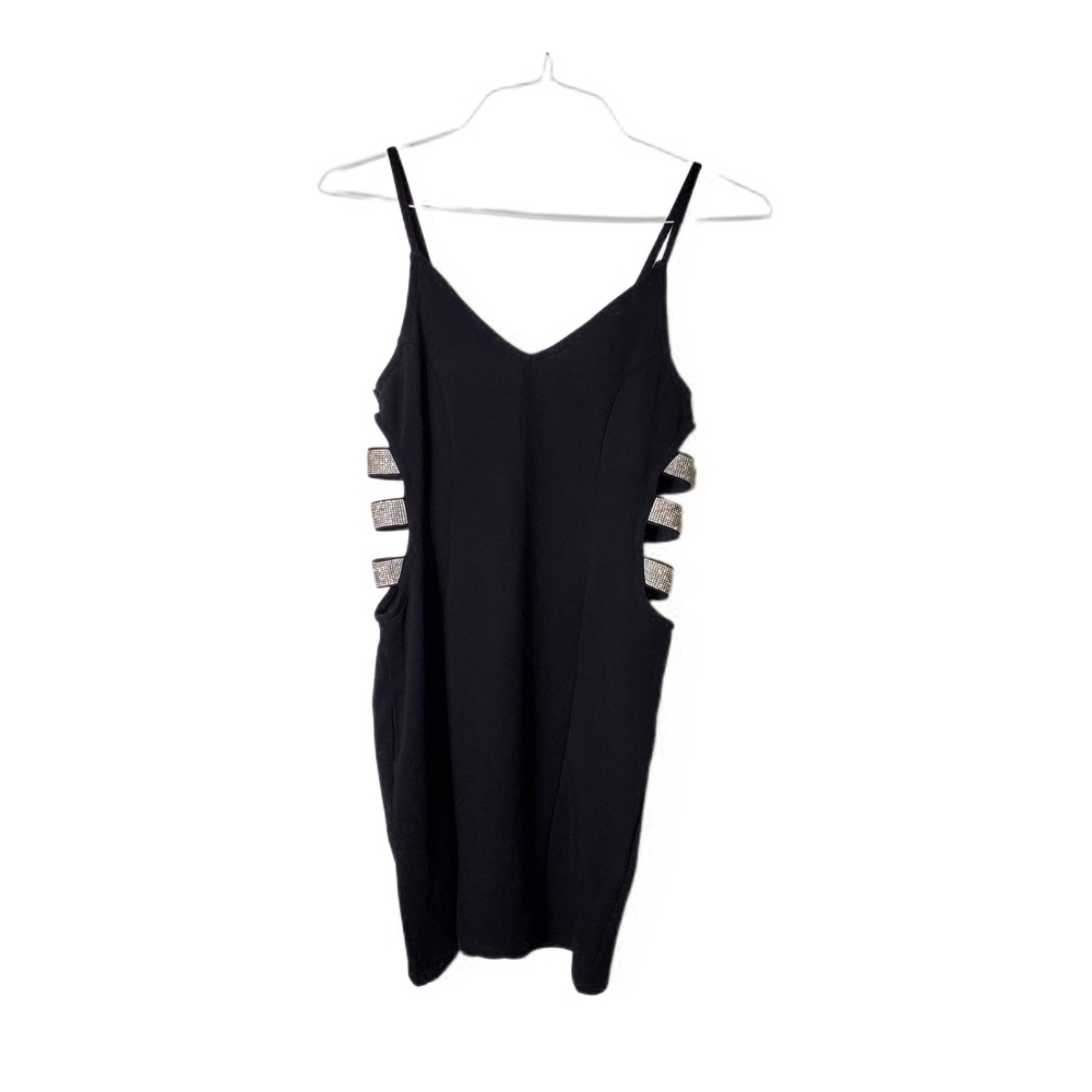 Mini Dress Almost Famous Backless Cutout Fitted Spaghetti Strap Black Dress NWOT